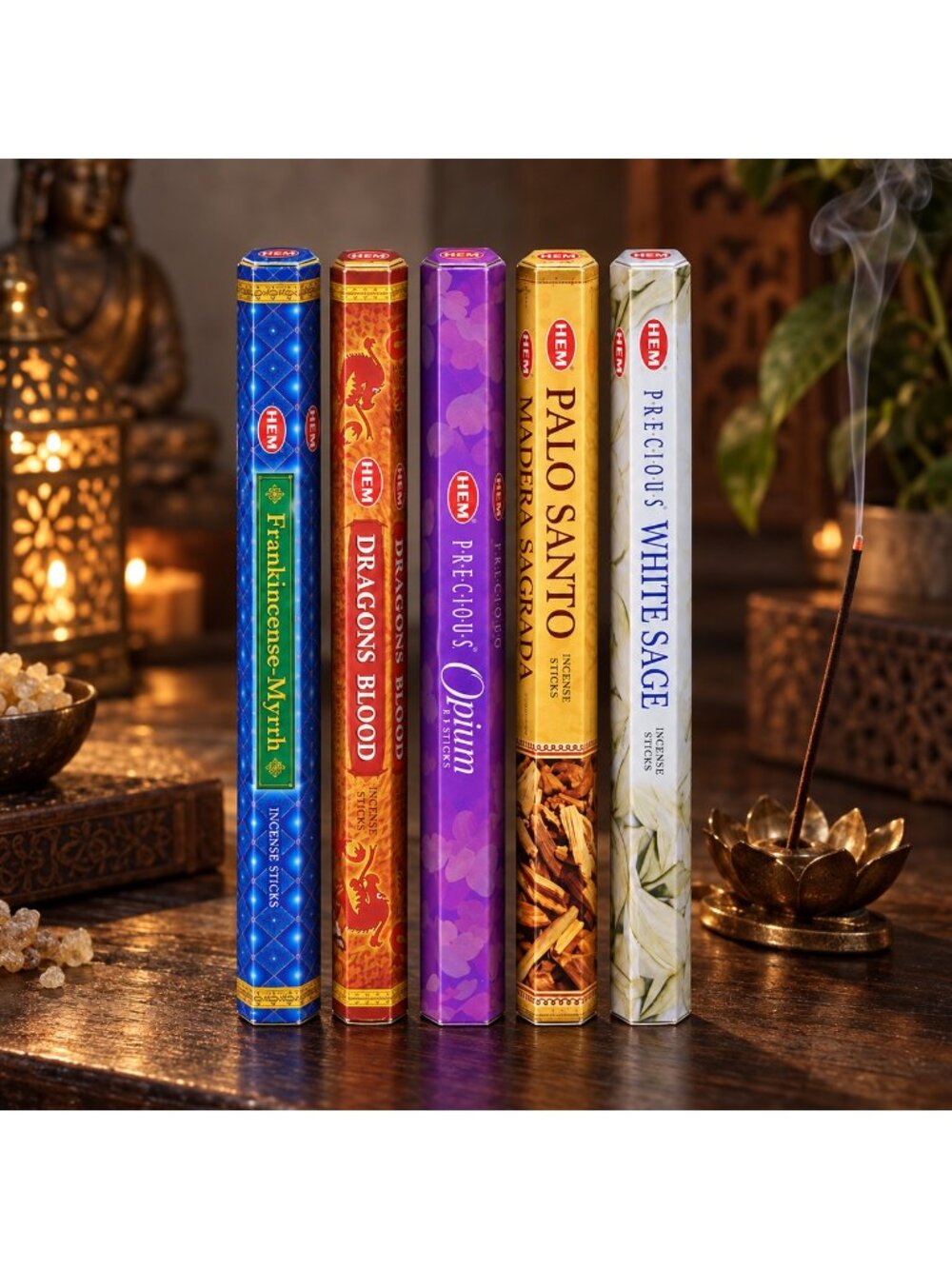 Ceremonial Incense Set, 5 HEM Scents, 100 Sticks